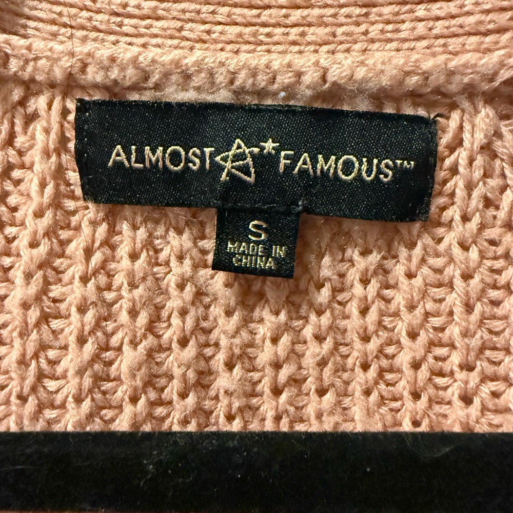 Pink Cardigan Sweater Ribbed Knit - Picture 3 of 3
